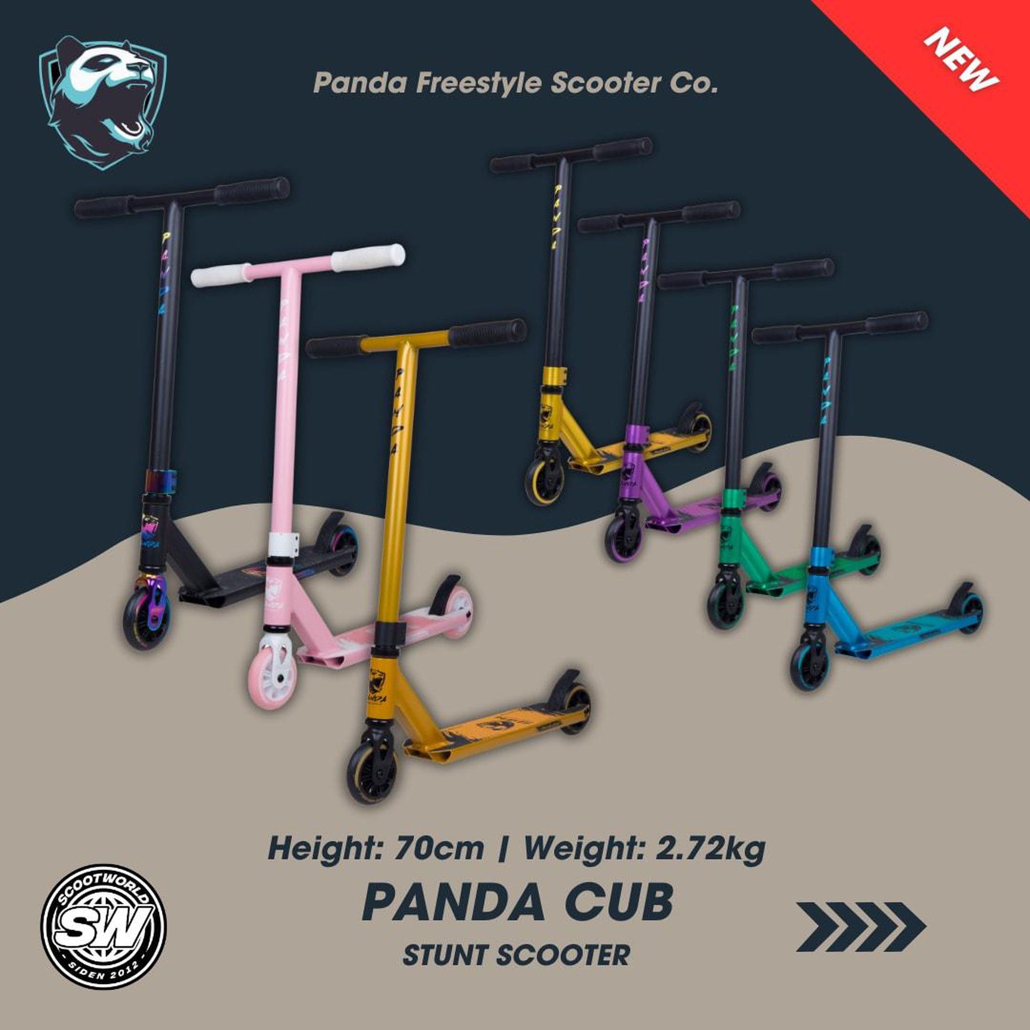 Panda Cub Trick Løbehjul - Black/Grey-ScootWorld.dk