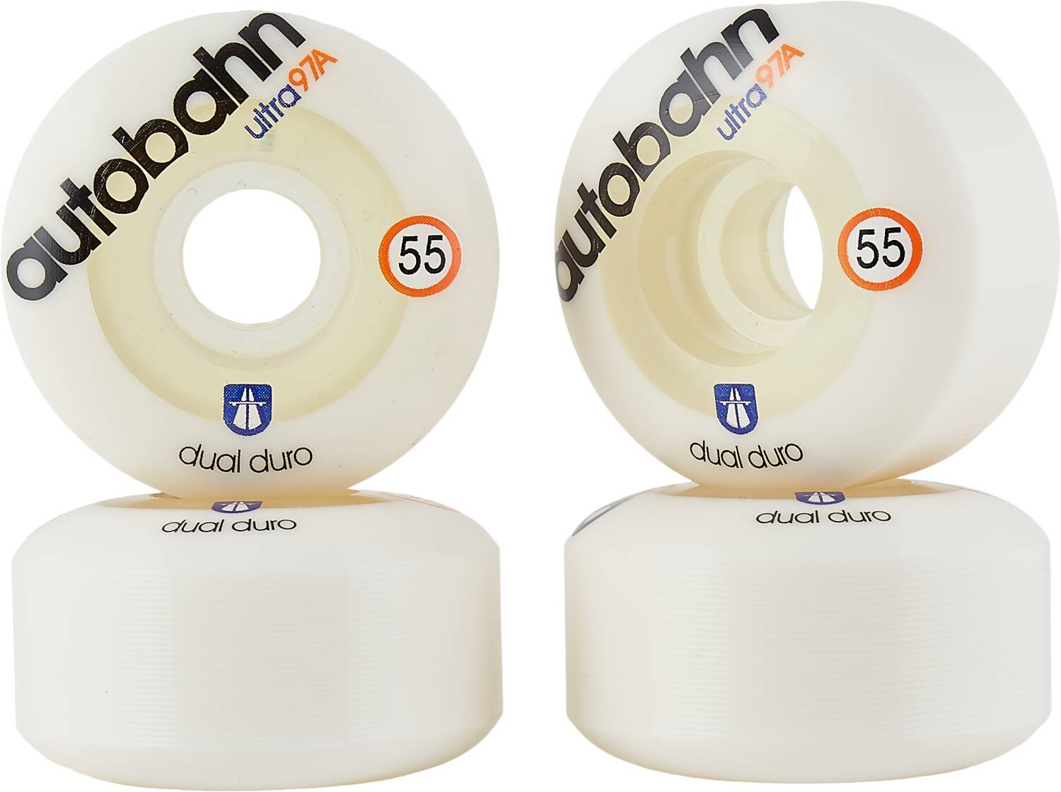 Autobahn Dual Duro Ultra Classic 97A Skateboard Hjul 4-Pak - White-ScootWorld.dk