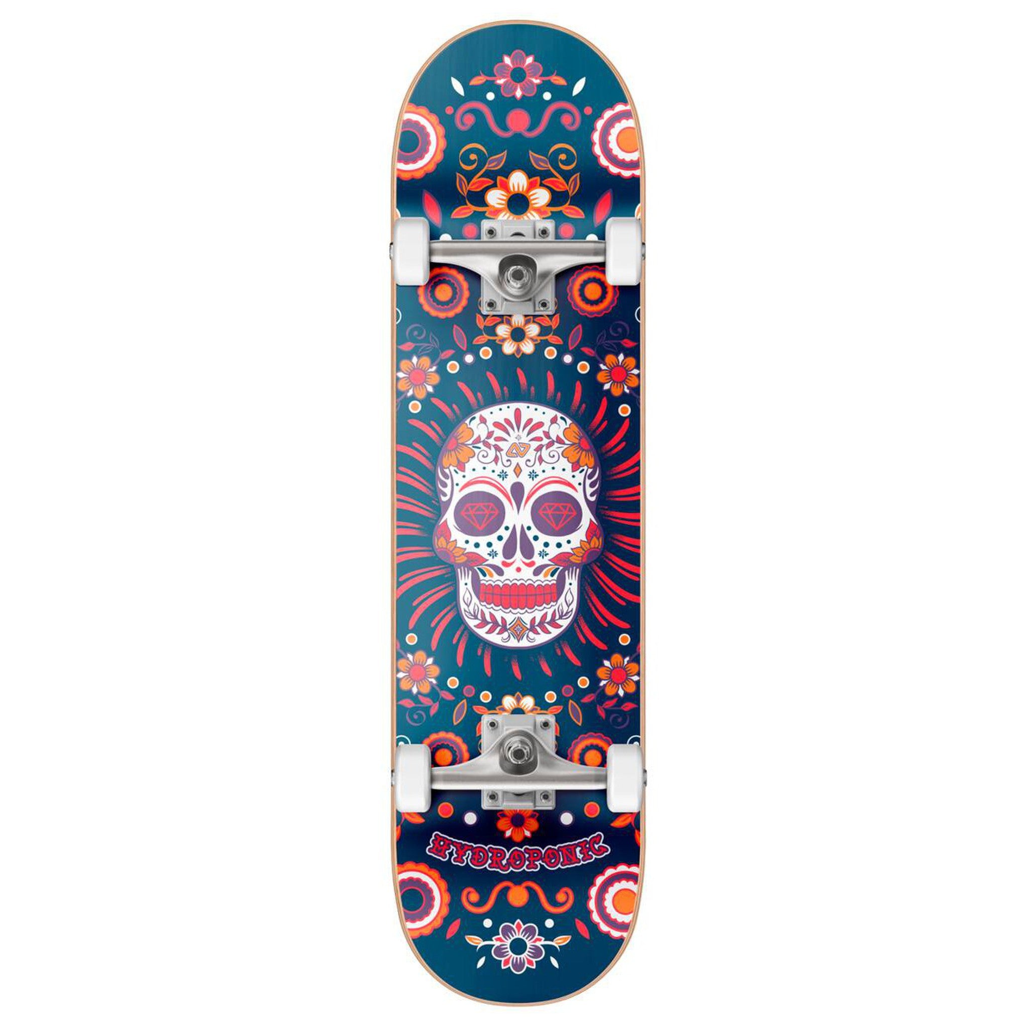 Hydroponic Mexican Komplet Skateboard - Blue Skull-ScootWorld.dk