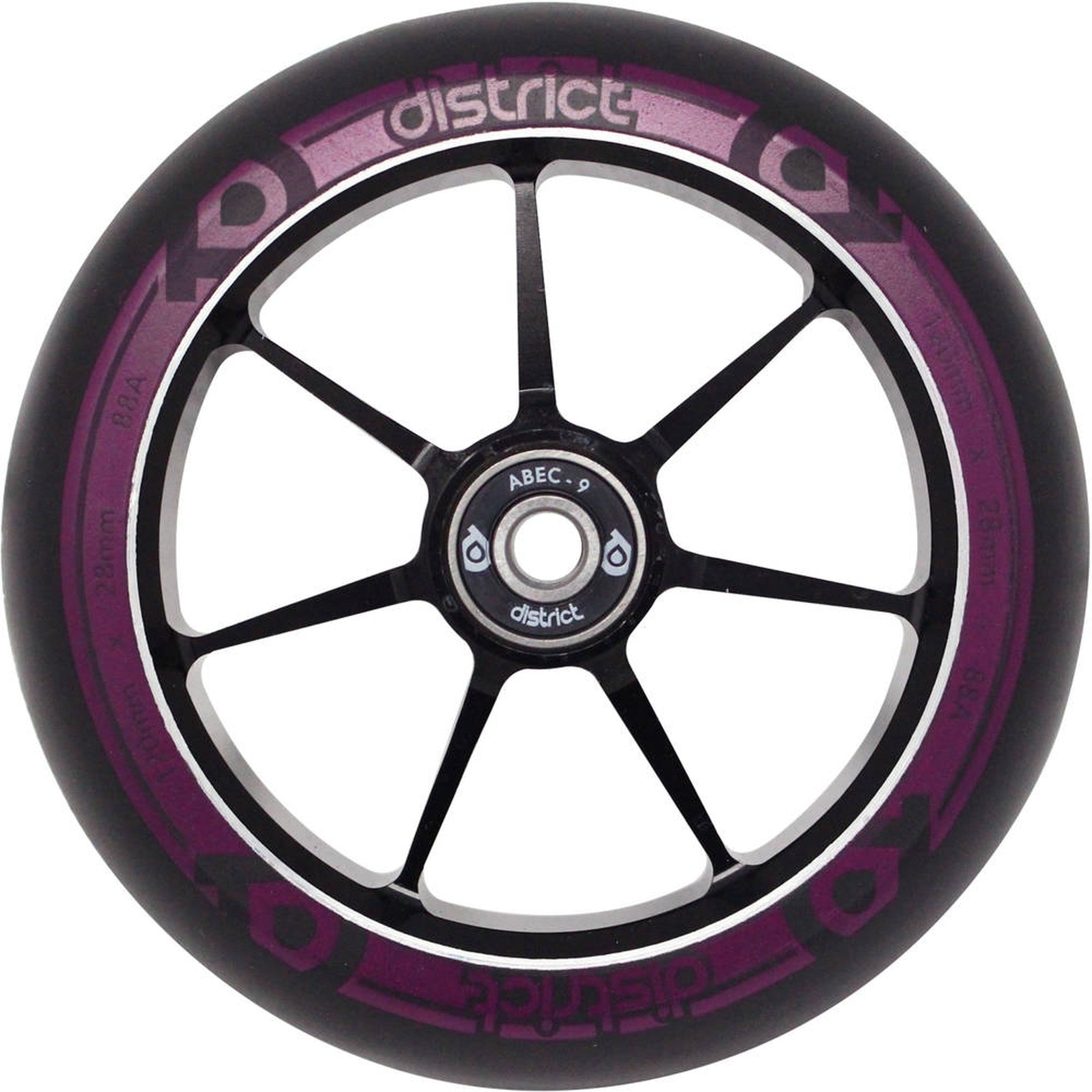 District Dual Width Core Hjul Til Løbehjul - Black/Magenta-ScootWorld.dk